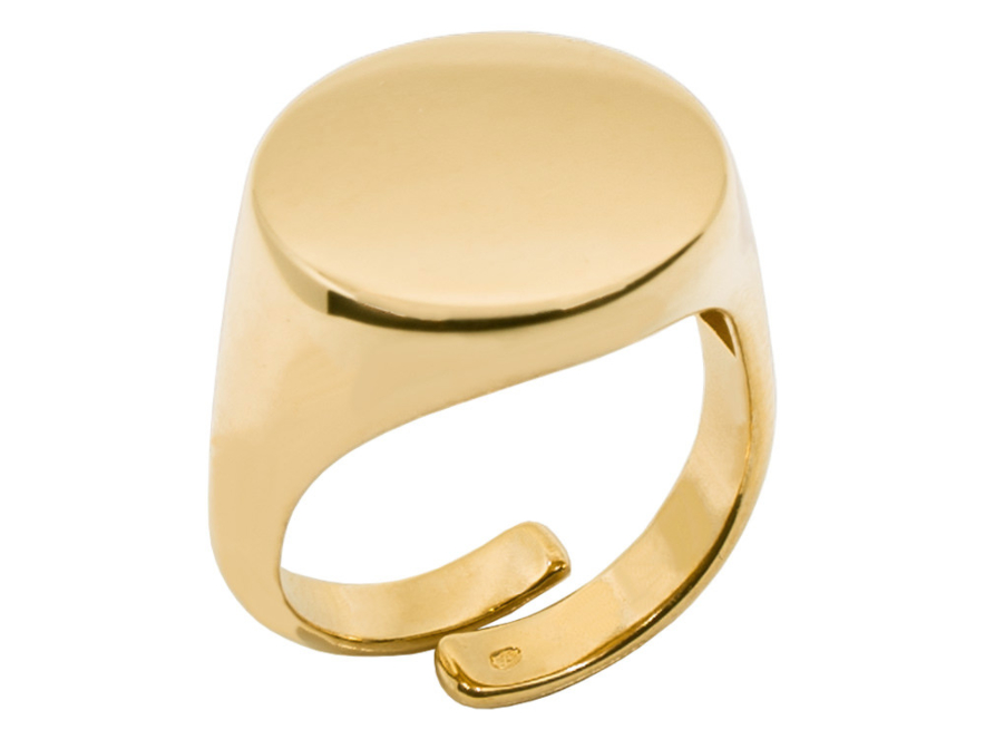 Lorenzo Signetring Herre Justerbar Gullbelagt 925 Sterling Sølvproduct image #1