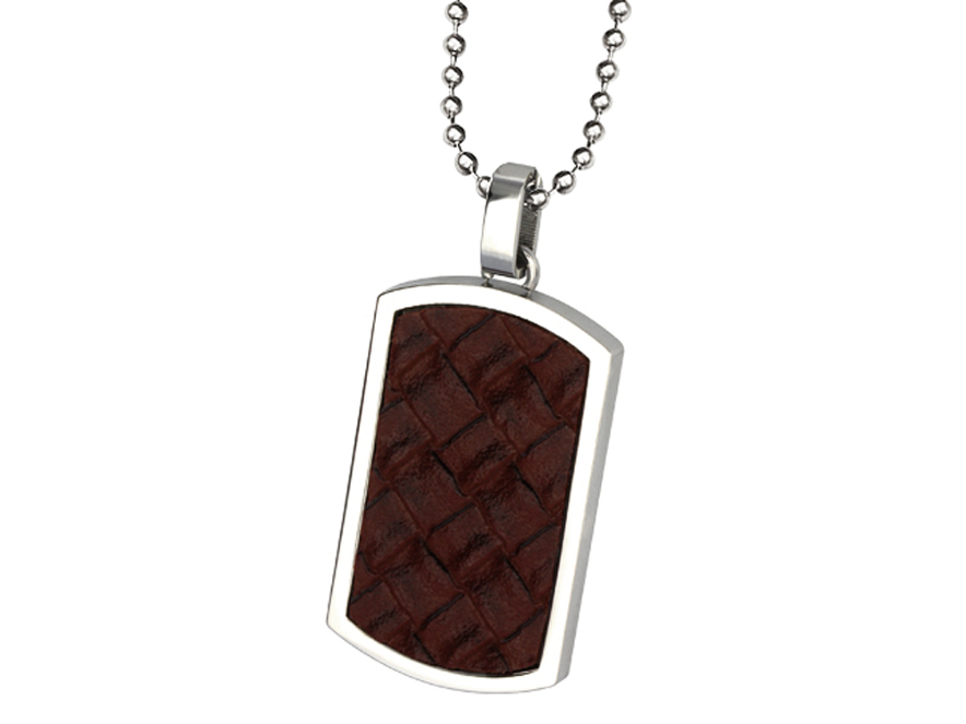 Halskjede Steel & Leather Dark Brownproduct image #1